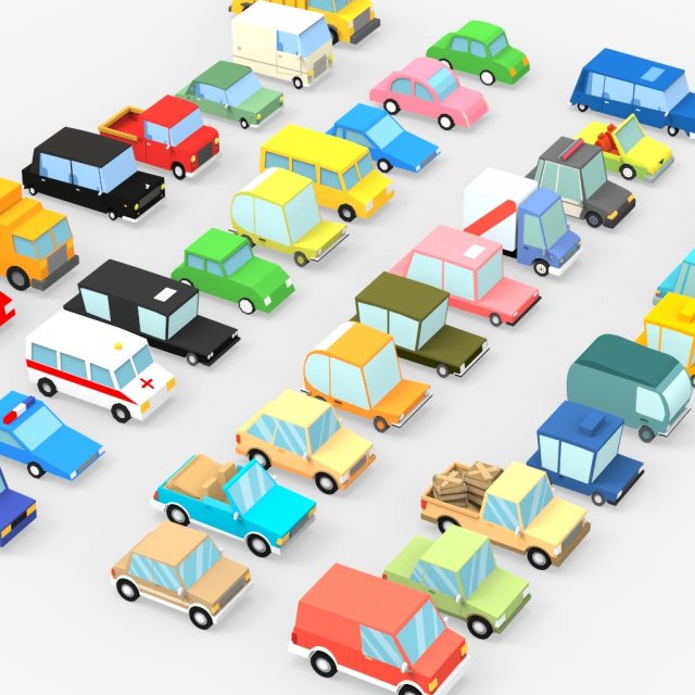3d 39 cartoon cars collection 3D Model .c4d .max .obj .3ds .fbx .stl .blend 