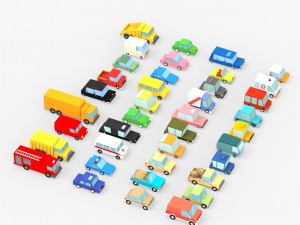 3d 39 cartoon cars collection 3D Model