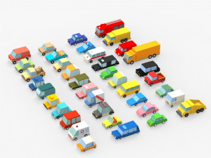 3d 39 cartoon cars collection 3D Model