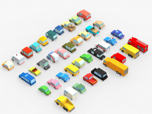 3d 39 cartoon cars collection 3D Model