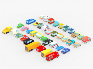 3d 39 cartoon cars collection 3D Model