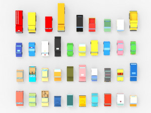 3d 39 cartoon cars collection 3D Model