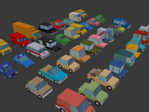 3d 39 cartoon cars collection 3D Model