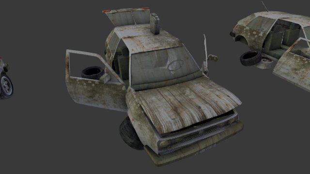 a broken car post apocalyptic car 3D Модель .c4d .max .obj .3ds .fbx .stl .blend 