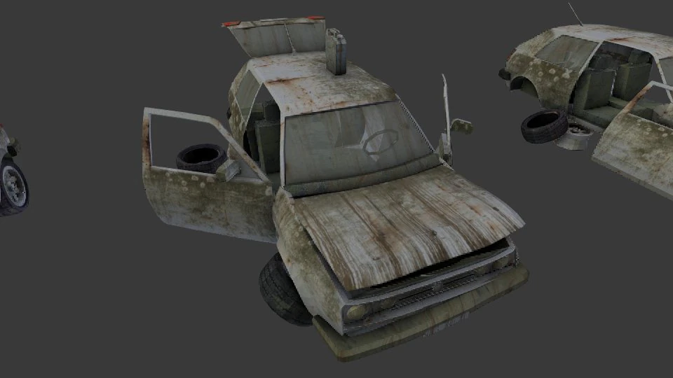 a broken car post apocalyptic car 3D Model .c4d .max .obj .3ds .fbx .stl .blend 