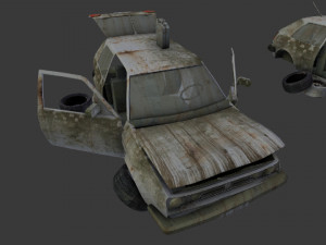 a broken car post apocalyptic car 3D Model