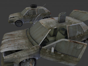 a broken car post apocalyptic car 3D Модель