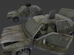 a broken car post apocalyptic car 3D Model