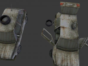 a broken car post apocalyptic car 3D Model