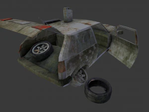 a broken car post apocalyptic car 3D Model