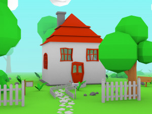 cartoon house toy car Modello 3D