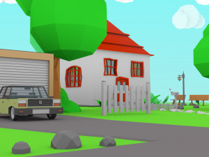 cartoon house toy car Modello 3D
