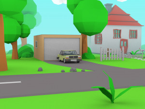 cartoon house toy car Modello 3D