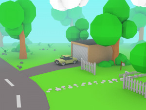 cartoon house toy car Modello 3D