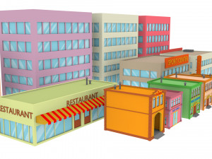 3d cartoon town pack model 3D Model