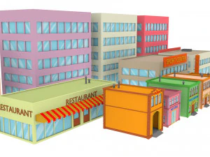 3d cartoon town pack model 3D Model