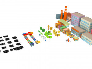 3d cartoon town pack model 3D Model
