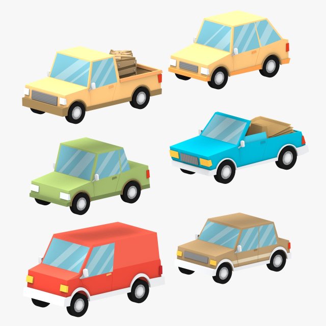 cartoon cars 3d 3D Model .c4d .max .obj .3ds .fbx .stl .blend 