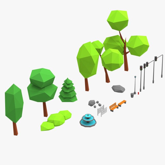details of objects park low poly 3D Модель .c4d .max .obj .3ds .fbx .stl .blend 