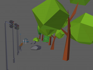 details of objects park low poly 3D Модель