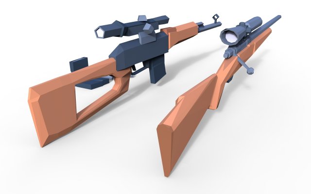 dragunov sniper rifle low poly 3d 3D Model .c4d .max .obj .3ds .fbx .stl .blend 