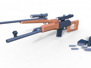 dragunov sniper rifle low poly 3d 3D Model
