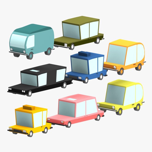 3d low poly car pack 2 3D 모델 .c4d .max .obj .3ds .fbx .stl .blend 