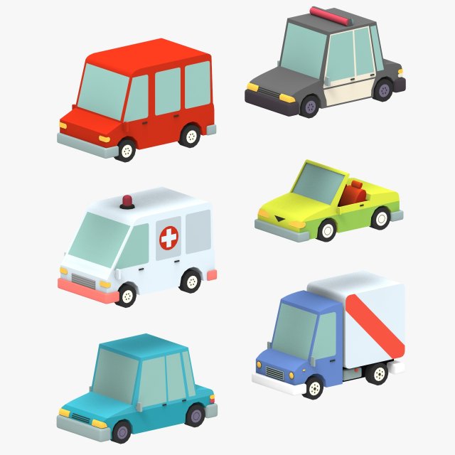 low poly car pack 3 3D Model .c4d .max .obj .3ds .fbx .stl .blend 