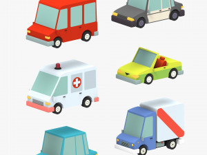 low poly car pack 3 3D Model