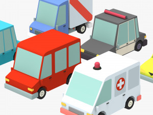 low poly car pack 3 3D Model