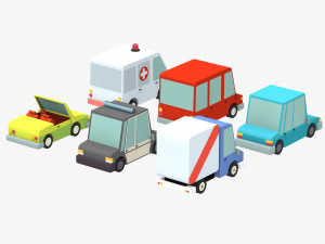 low poly car pack 3 3D Model
