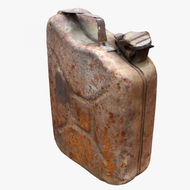 3d old green rusty gasoline canister model 3D Model .c4d .max .obj .3ds .fbx .stl .blend 