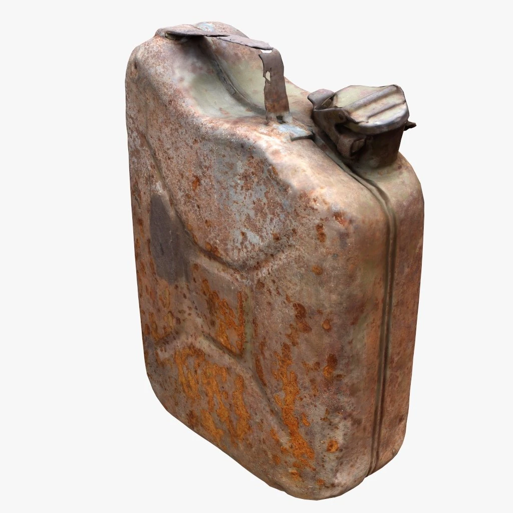 3d old green rusty gasoline canister model 3D Model .c4d .max .obj .3ds .fbx .stl .blend 