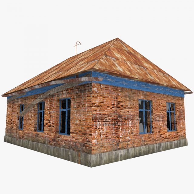 old russian abandoned brick house 3D Модель .c4d .max .obj .3ds .fbx .stl .blend 