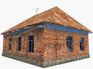 old russian abandoned brick house 3D Model