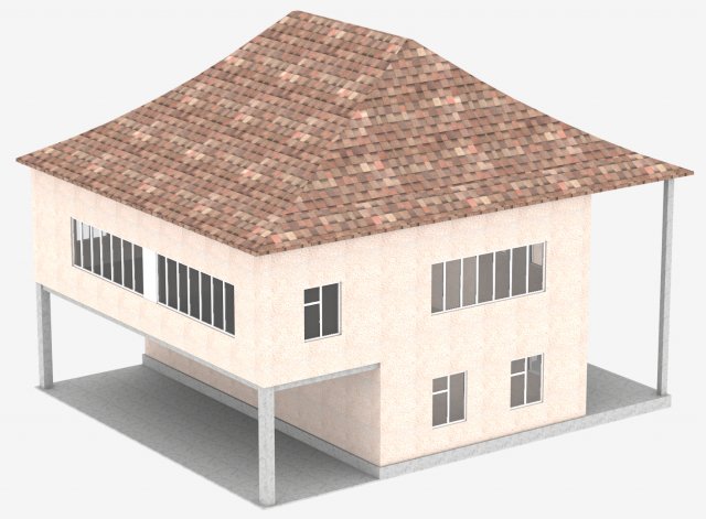 private house 1 low-poly Model 3D .c4d .max .obj .3ds .fbx .stl .blend 