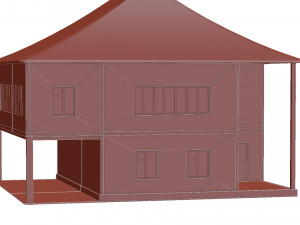 private house 1 low-poly Model 3D