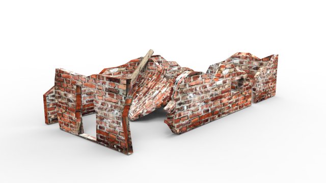 ruined building low poly 3D 模型 .c4d .max .obj .3ds .fbx .stl .blend 