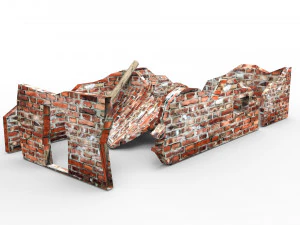 edifício arruinado low poly Modelo 3D