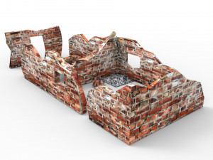 ruined building low poly 3D 模型