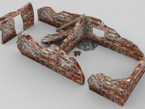 ruined building low poly 3D 模型