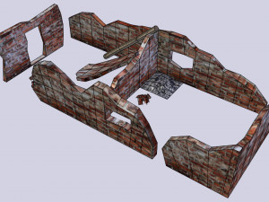 ruined building low poly 3D 模型
