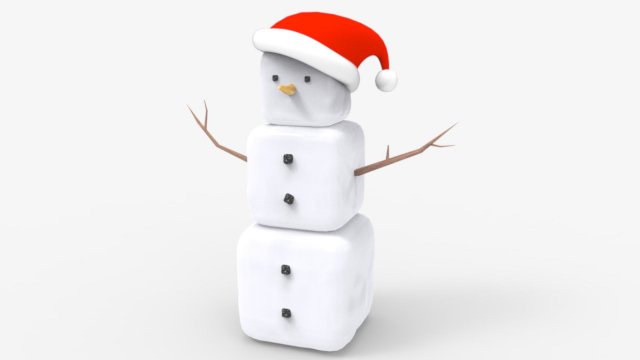 snowman cube 3D Model .c4d .max .obj .3ds .fbx .stl .blend 
