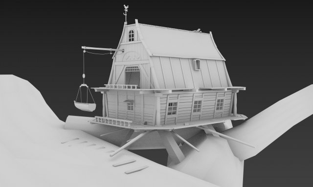 tale house in a tree house low-poly 3D Модель .c4d .max .obj .3ds .fbx .stl .blend 