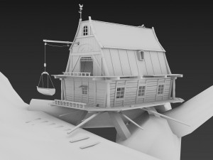 tale house in a tree house low-poly 3D Model