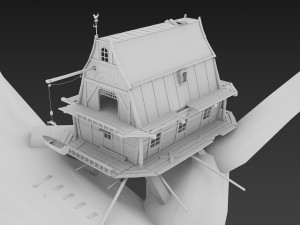 tale house in a tree house low-poly 3D Модель