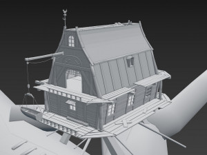tale house in a tree house low-poly 3D Модель