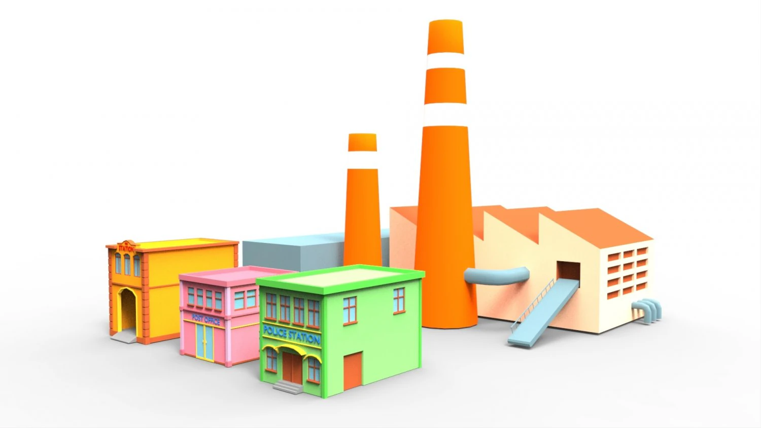 town building cartoon 3D Model .c4d .max .obj .3ds .fbx .stl .blend 