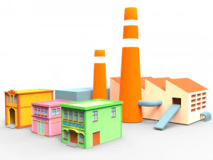 dessin anim&eacute; de construction de ville Modèle 3D