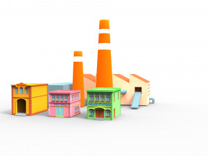 town building cartoon Modelo 3D